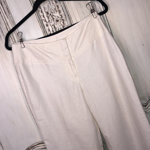 Worthington 100% Linen Fully Lined Wide Leg Set-in Waistband Trousers Size 8 - Picture 2 of 8